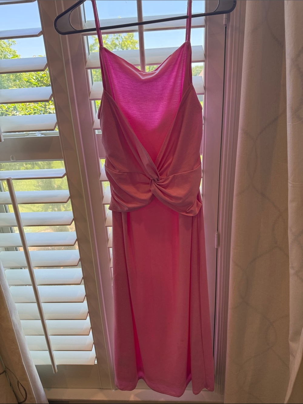 Pink Twist-Front Slip Dress